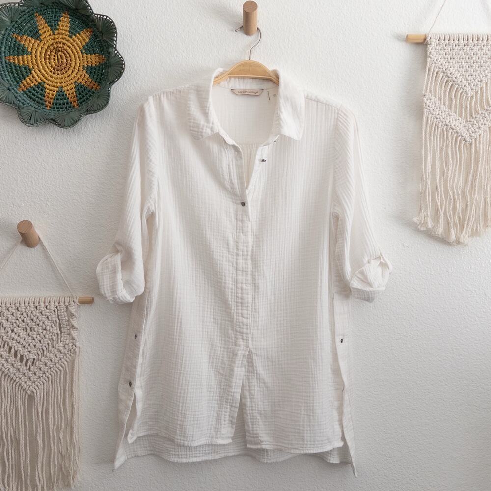 Soft Surroundings White Gauzy Cotton Tunic Top Size Petite Medium